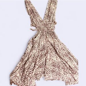 Lovely Day Abstract Purple and Cream/ white dress with side cut outs